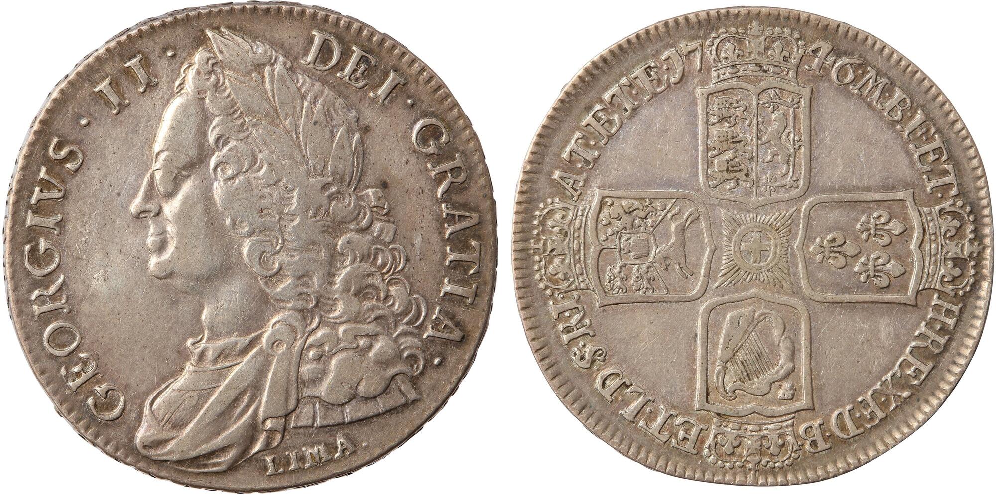 Near Extremely Fine example of a 1746 Lima crown 
